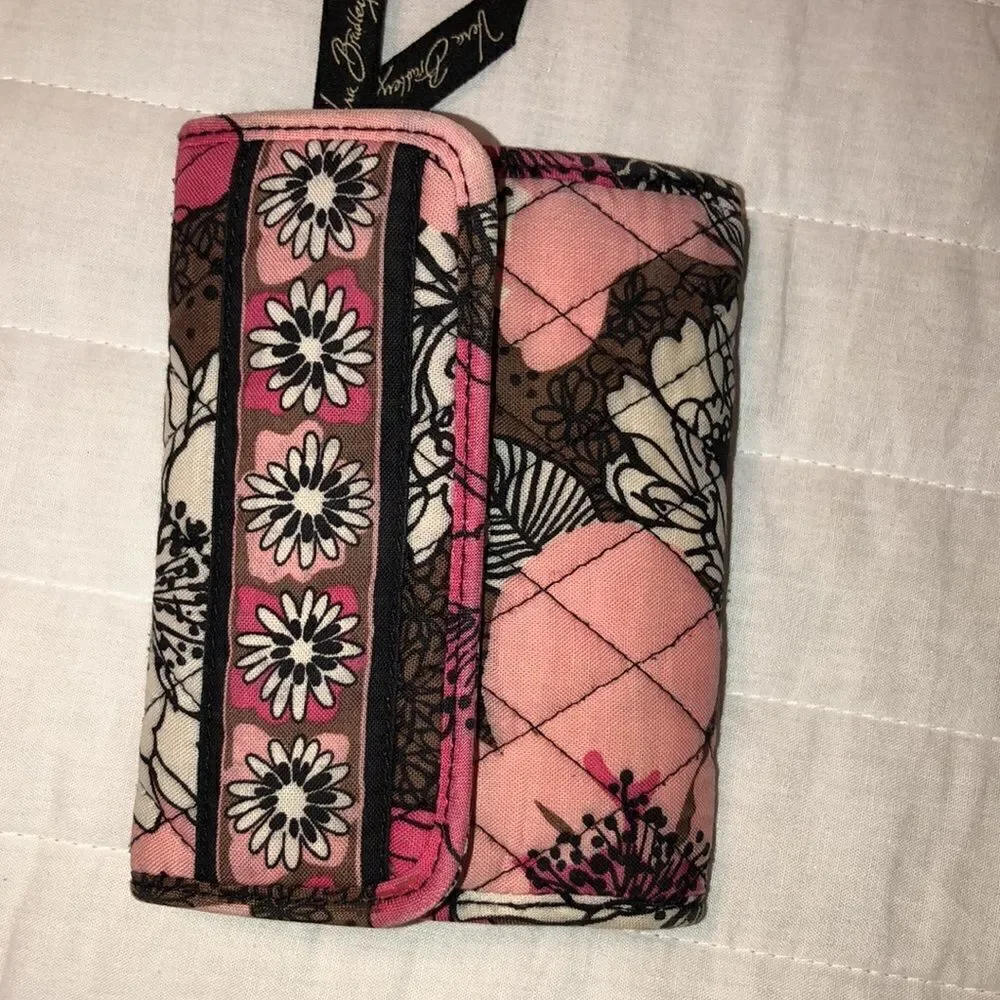 VB Mocha Rouge Mini Hobo Quilted Bag and Wallet Set Brown White Fuchsia Pink